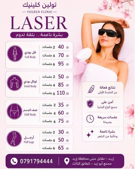 جلسات ليزر لإزالة الشعر الزائد — إربد, الأردن (2)